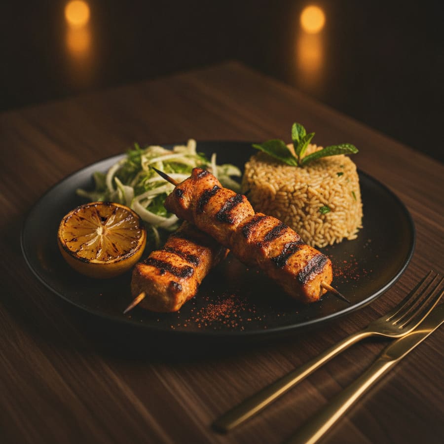 Brochettes de poulet mariné